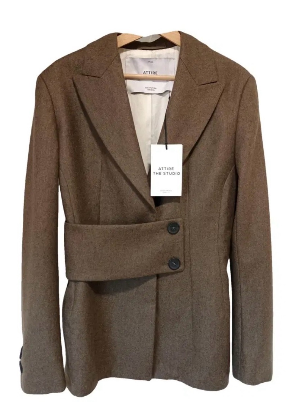 Brown Tailored Wool-Blend Blazer